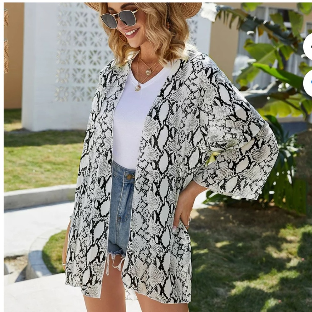 Peach Love Festival snake print kimono duster - Picture 5 of 11